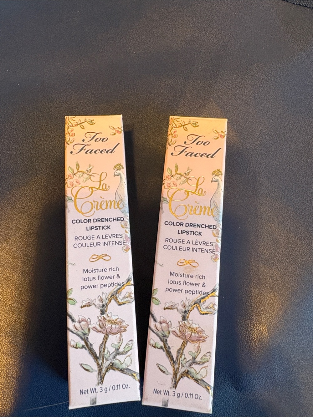 Too Faced La Crème Color Drenched Lipstick Duo — Pink and Gold Accents (2)